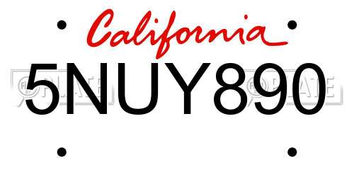 5NUY890 California License Plate