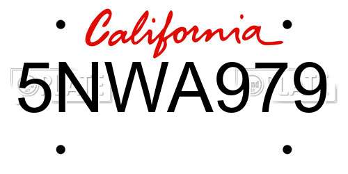 5NWA979 California License Plate