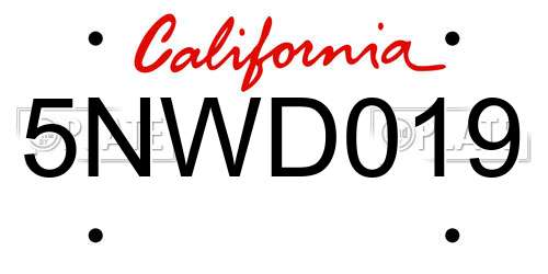 5NWD019 California License Plate