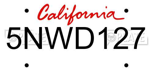 5NWD127 California License Plate