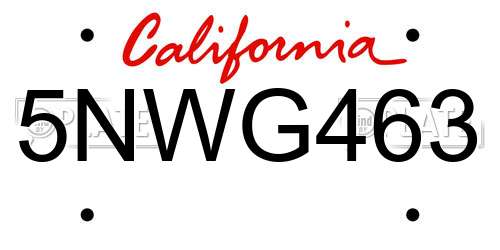 5NWG463 California License Plate