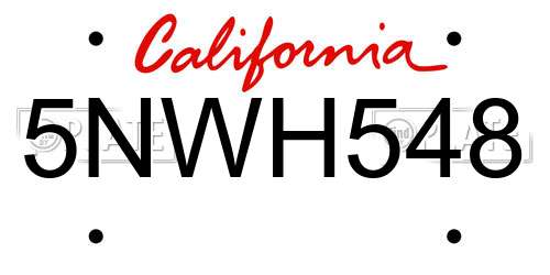 5NWH548 California License Plate