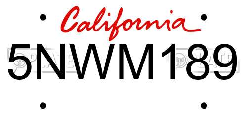 5NWM189 California License Plate