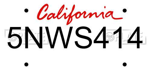 5NWS414 California License Plate