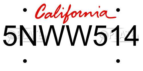5NWW514 California License Plate