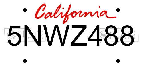 5NWZ488 California License Plate