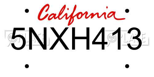 5NXH413 California License Plate
