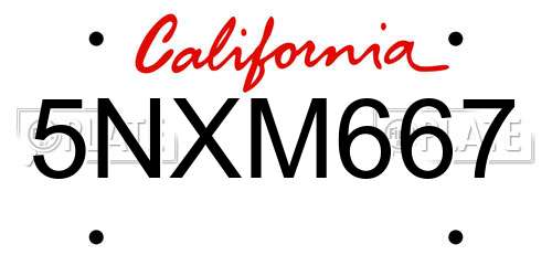 5NXM667 California License Plate