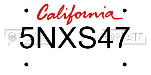 5NXS47 California License Plate