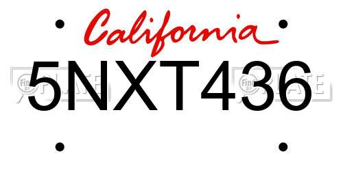 5NXT436 California License Plate
