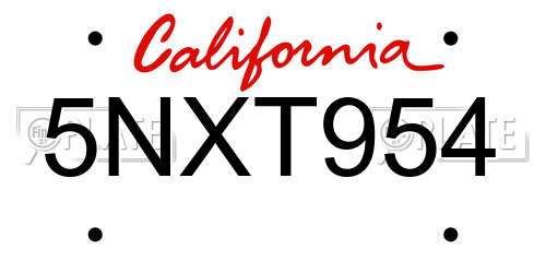 5NXT954 California License Plate