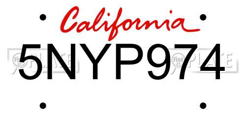 5NYP974 California License Plate