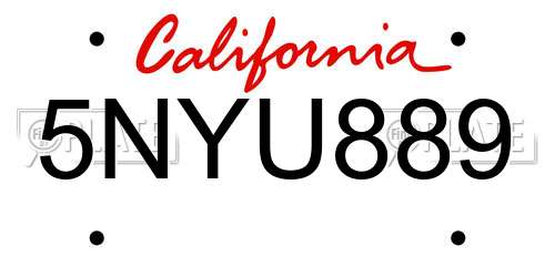 5NYU889 California License Plate