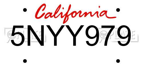 5NYY979 California License Plate
