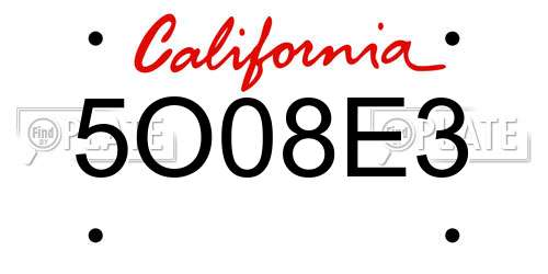 5O08E3 California License Plate