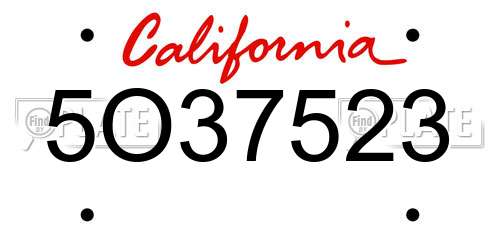 5O37523 California License Plate