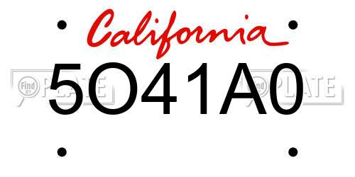 5O41A0 California License Plate