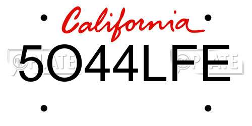 5O44LFE California License Plate