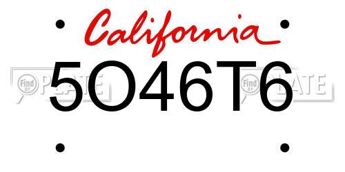 5O46T6 California License Plate