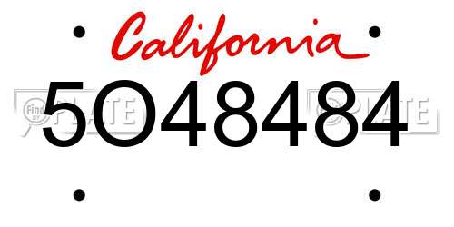 5O48484 California License Plate
