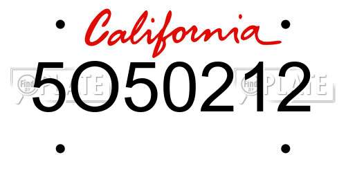 5O50212 California License Plate