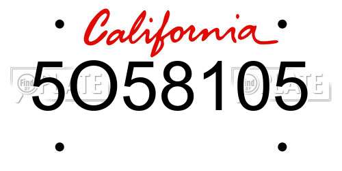 5O58105 California License Plate
