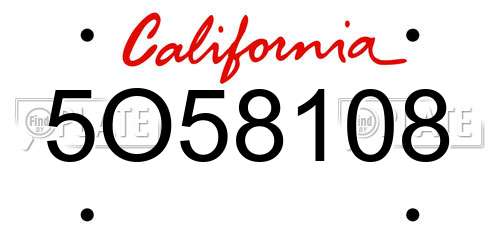 5O58108 California License Plate