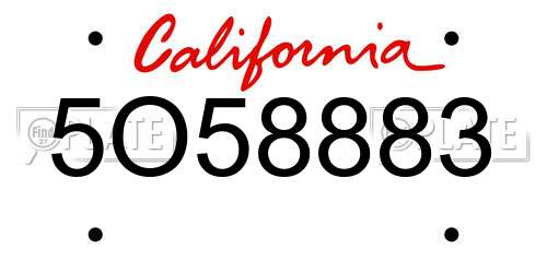 5O58883 California License Plate