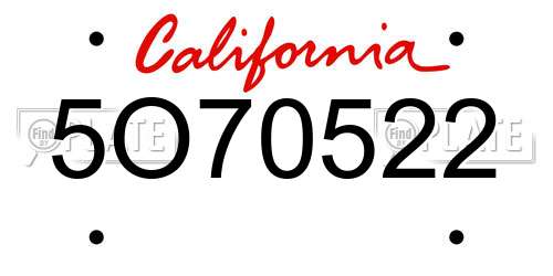 5O70522 California License Plate