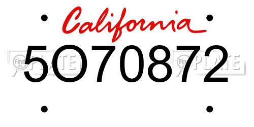 5O70872 California License Plate