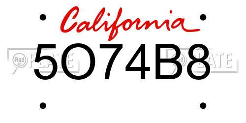 5O74B8 California License Plate