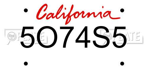 5O74S5 California License Plate