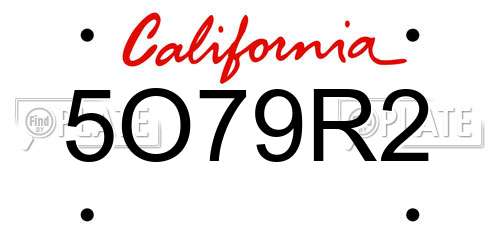 5O79R2 California License Plate