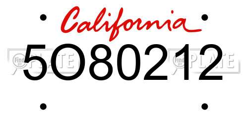 5O80212 California License Plate