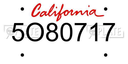 5O80717 California License Plate