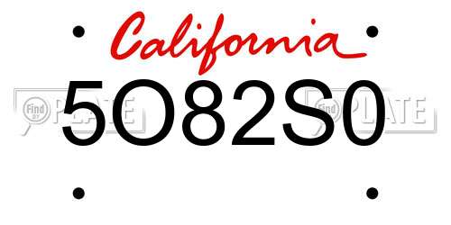 5O82S0 California License Plate