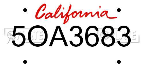 5OA3683 California License Plate