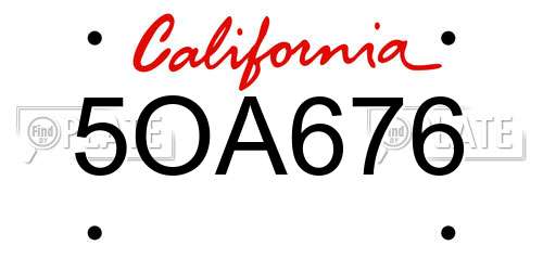 5OA676 California License Plate