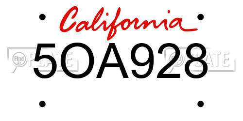 5OA928 California License Plate