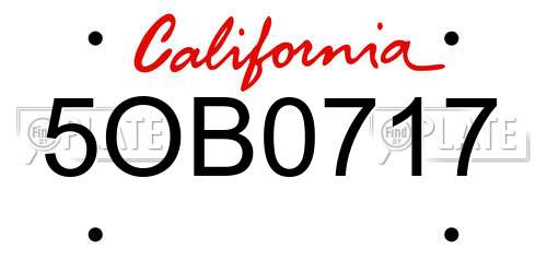 5OB0717 California License Plate
