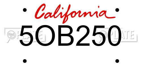 5OB250 California License Plate