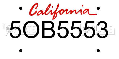 5OB5553 California License Plate