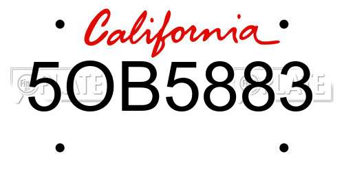 5OB5883 California License Plate