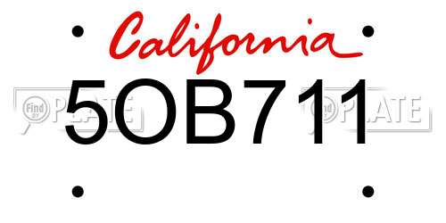 5OB711 California License Plate