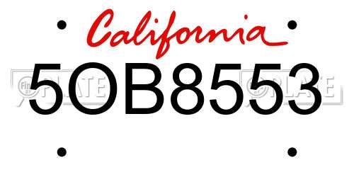 5OB8553 California License Plate