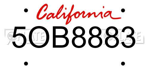 5OB8883 California License Plate