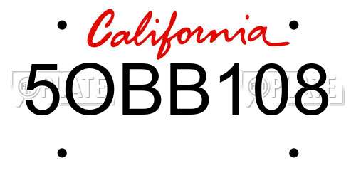 5OBB108 California License Plate
