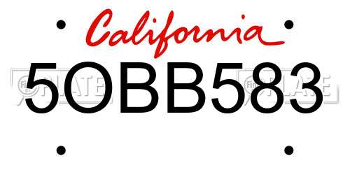 5OBB583 California License Plate