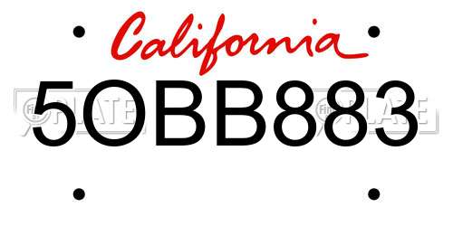 5OBB883 California License Plate