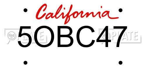 5OBC47 California License Plate